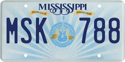 MS license plate MSK788