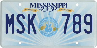 MS license plate MSK789