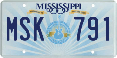 MS license plate MSK791