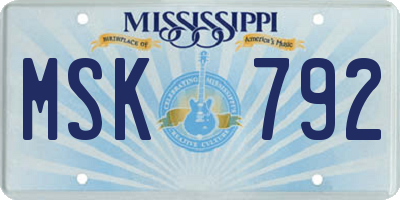 MS license plate MSK792