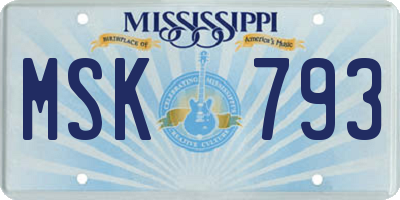 MS license plate MSK793