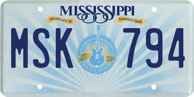 MS license plate MSK794