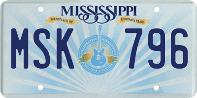 MS license plate MSK796