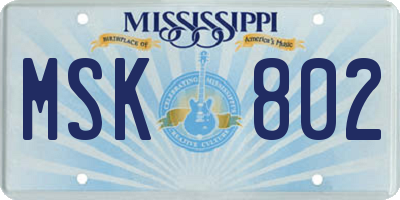 MS license plate MSK802
