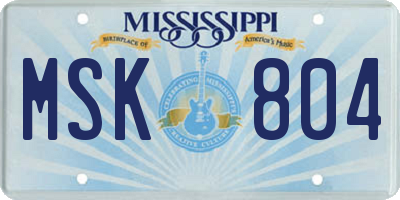 MS license plate MSK804