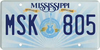 MS license plate MSK805
