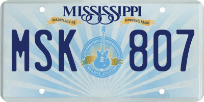 MS license plate MSK807