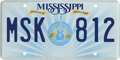 MS license plate MSK812