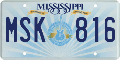 MS license plate MSK816