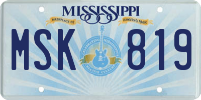MS license plate MSK819