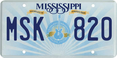 MS license plate MSK820