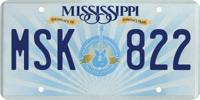 MS license plate MSK822