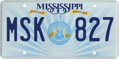 MS license plate MSK827