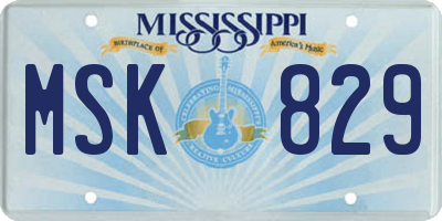 MS license plate MSK829