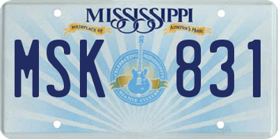 MS license plate MSK831
