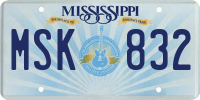 MS license plate MSK832