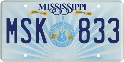 MS license plate MSK833