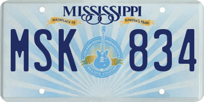 MS license plate MSK834