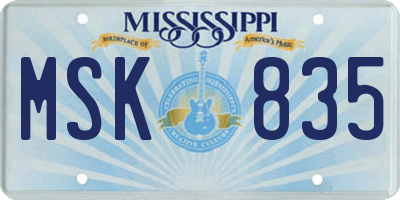 MS license plate MSK835