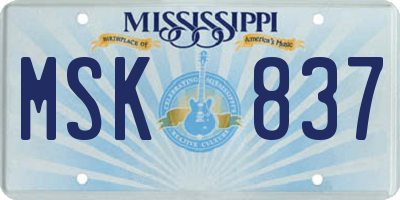 MS license plate MSK837