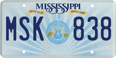 MS license plate MSK838