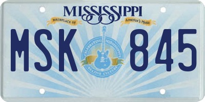 MS license plate MSK845
