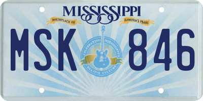 MS license plate MSK846