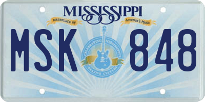 MS license plate MSK848