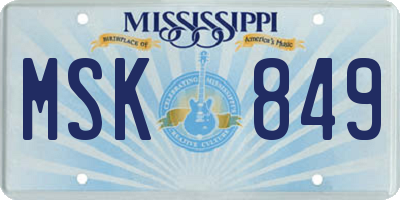 MS license plate MSK849