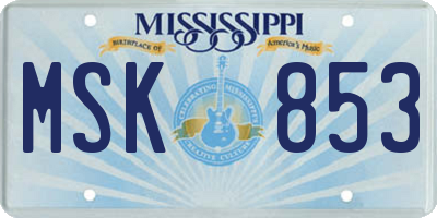 MS license plate MSK853