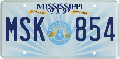 MS license plate MSK854