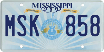 MS license plate MSK858