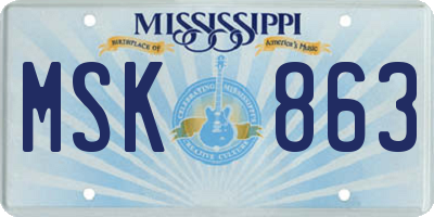MS license plate MSK863