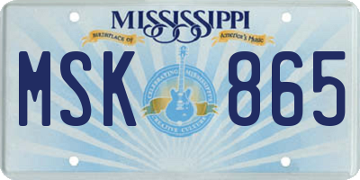 MS license plate MSK865