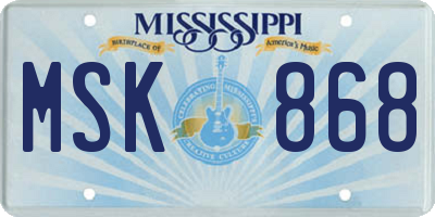 MS license plate MSK868