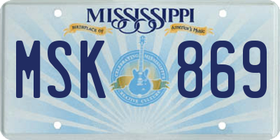 MS license plate MSK869