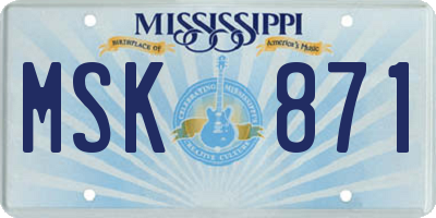 MS license plate MSK871