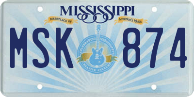MS license plate MSK874