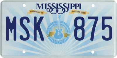 MS license plate MSK875