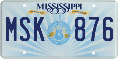 MS license plate MSK876