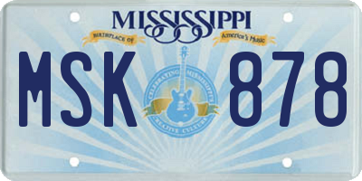 MS license plate MSK878