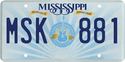 MS license plate MSK881