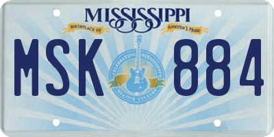MS license plate MSK884
