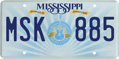 MS license plate MSK885