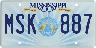 MS license plate MSK887