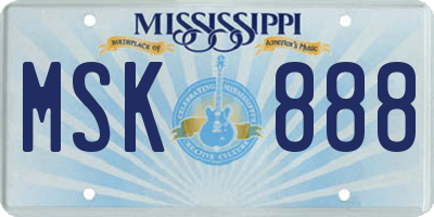 MS license plate MSK888