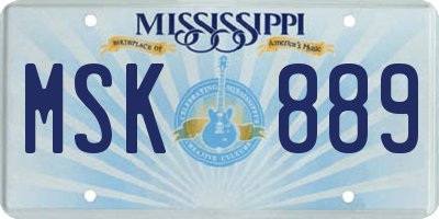MS license plate MSK889
