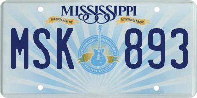 MS license plate MSK893