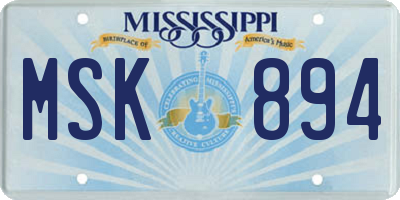 MS license plate MSK894