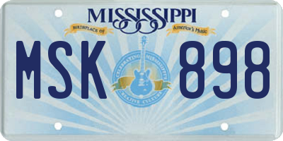 MS license plate MSK898